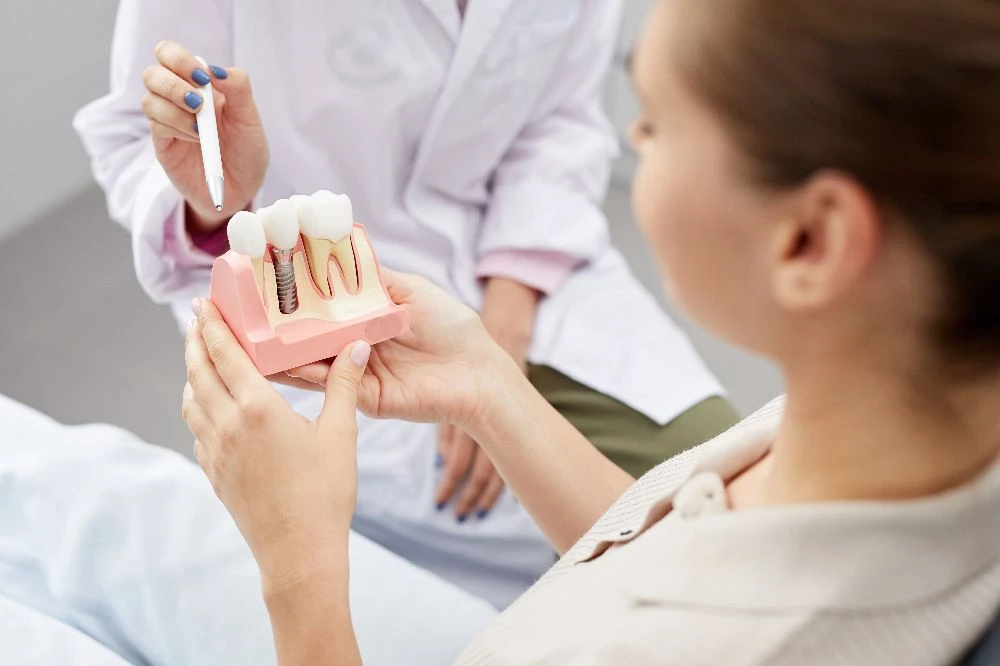 Patient being shown a model